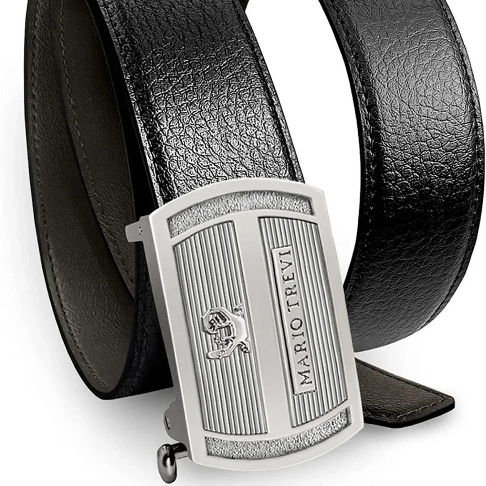 MARIO TREVI Men’s Black Ratchet Belt w Adjustable Slide w Automatic Buckle NWT